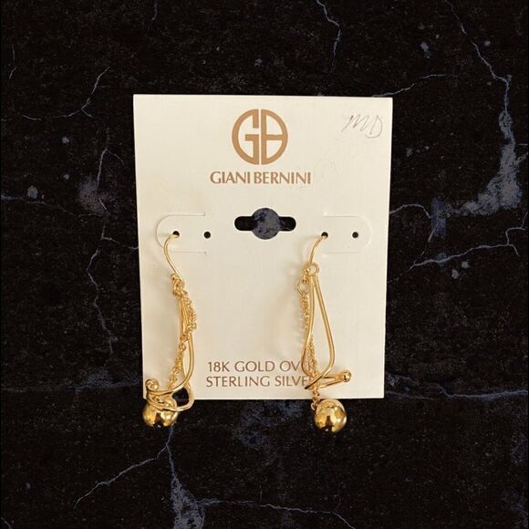 GIANI BERNINI 18K Gold Over Sterling Silver Ball Drop Earrings NWT - Picture 1 of 2